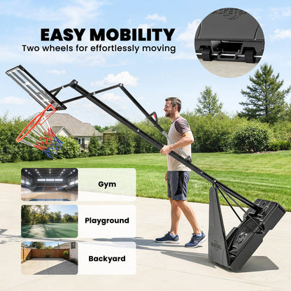 Portable Basketball Hoop Height Adjustable 8-10 Ft with 47" Shatterproof Backboard, Shock Absorbent Rim, Fillable Base