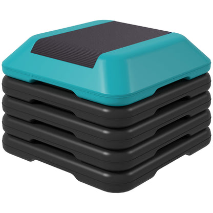 5-Level Height Adjustable Stepper, Aerobic Exercise Step Platform, 4" 6" 8" 10" 12", Blue