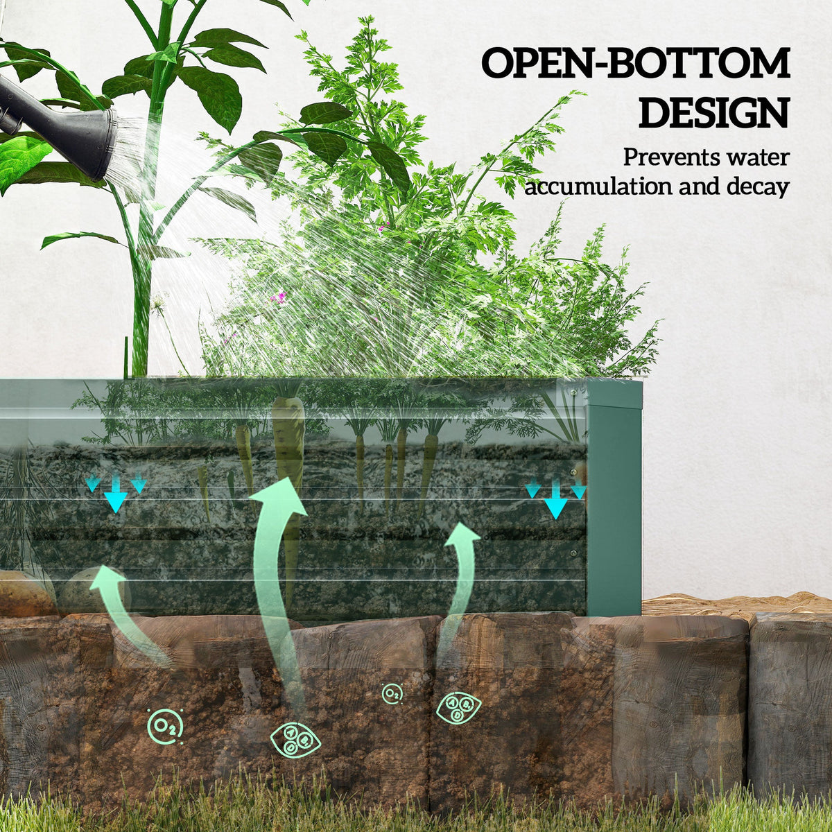 8'x2'x1' Galvanized Raised Bed, Large Elevated Planter Box for Growing Flowers, Herbs and Vegetables, Dark Grey
