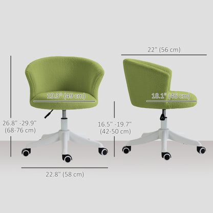 Armless Office Chair, Fluffy Computer Desk Chair with Adjustable Height, Swivel Wheels, Mid Back, Grey