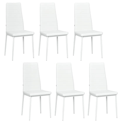 High Back Dining Chairs, Modern Upholstered PU Leather Accent Chairs with Metal Legs for Kitchen, Set of 6, White