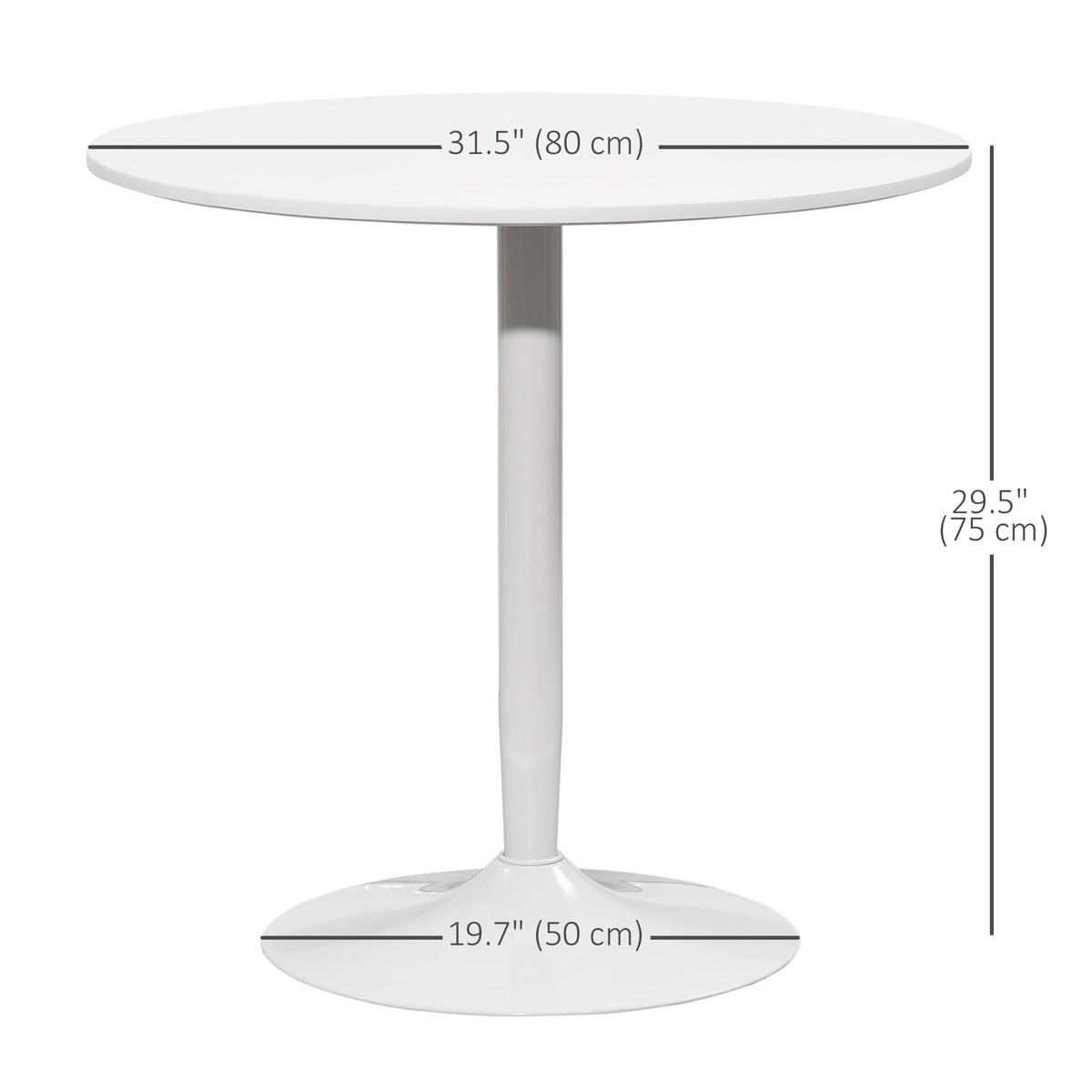 Modern Kitchen Table for 2 People, Round Dining Table with Steel Base for Living Room, Dining Room, White