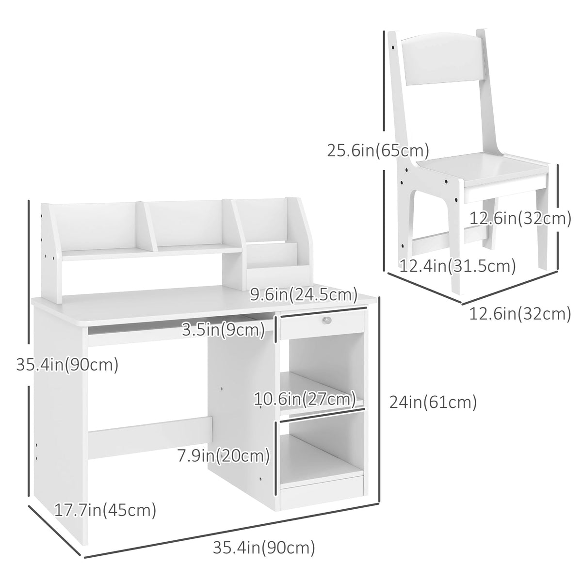 Kids Desk and Chair Set for 5-8 Year Old with Storage, Study Table and Chair for Children, Grey