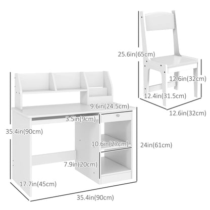 Kids Desk and Chair Set for 5-8 Year Old with Storage, Study Table and Chair for Children, Grey