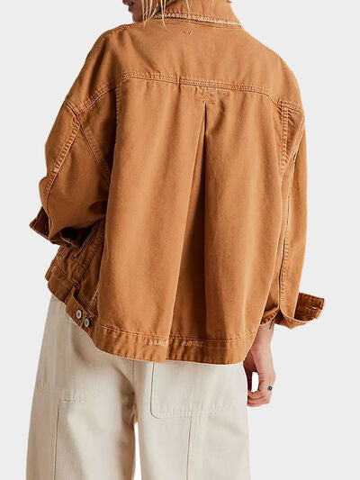 Button Up Drop Shoulder Denim Jacket