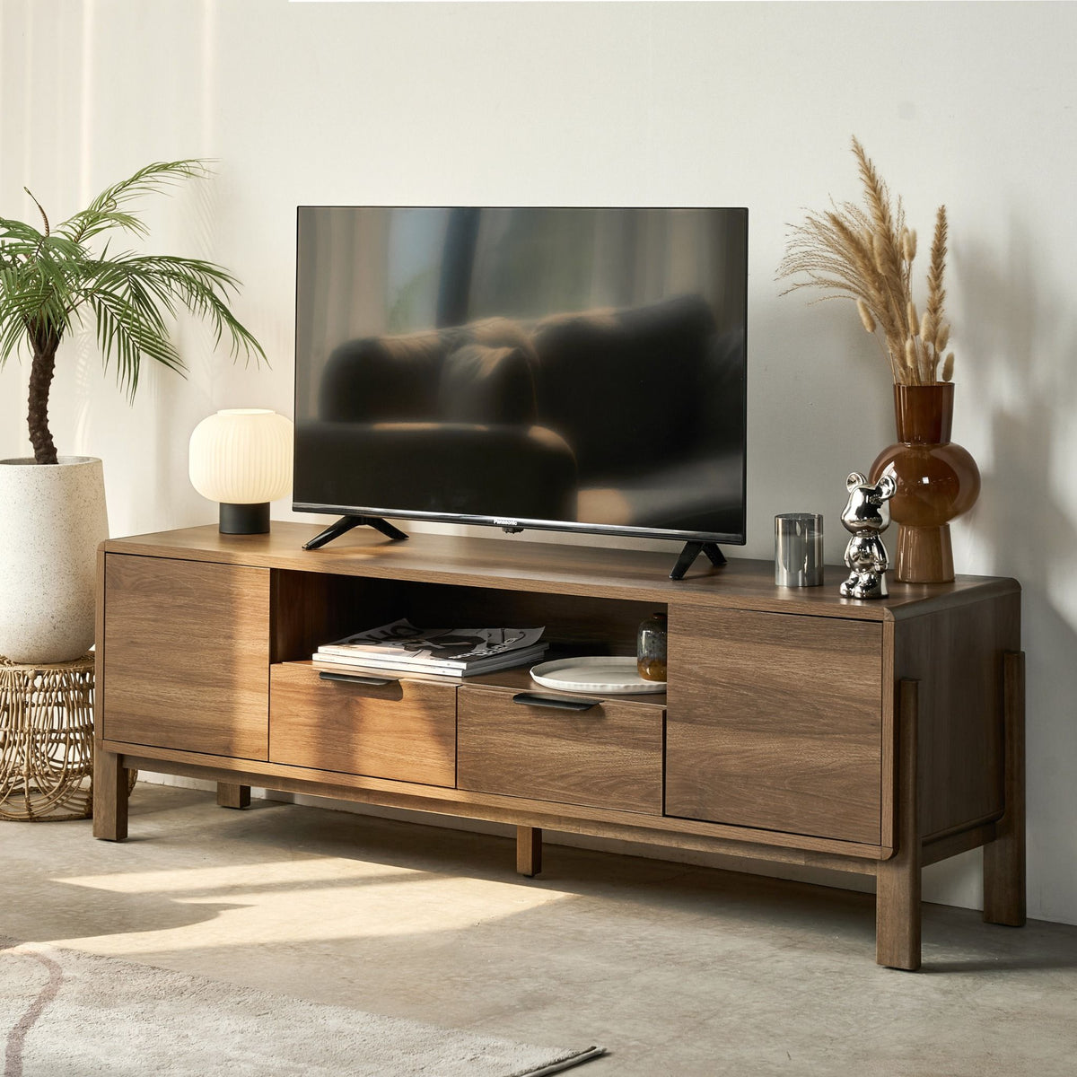 Dalumd Almond Brown TV Cabinet with Drawers and Shelves