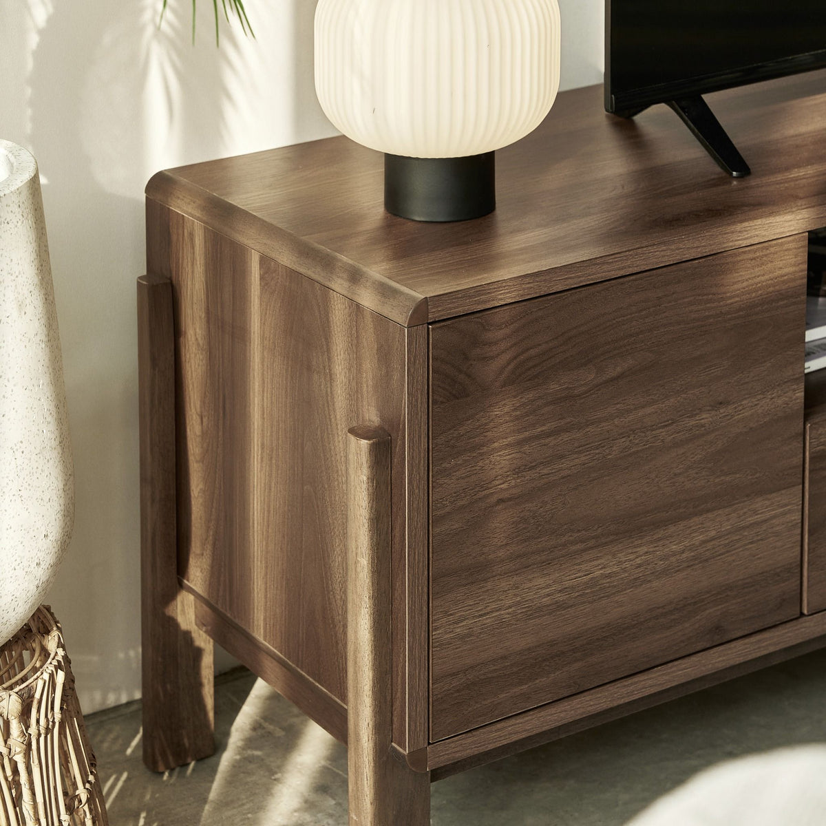 Dalumd Almond Brown TV Cabinet with Drawers and Shelves
