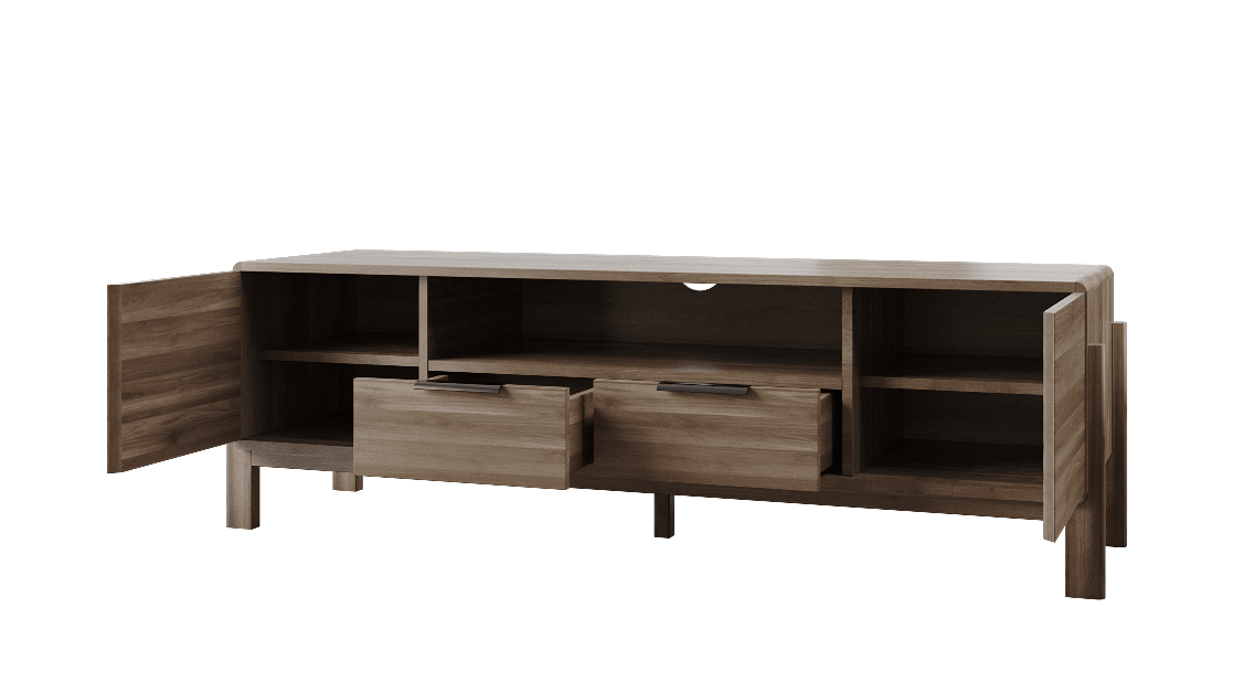 Dalumd Almond Brown TV Cabinet with Drawers and Shelves
