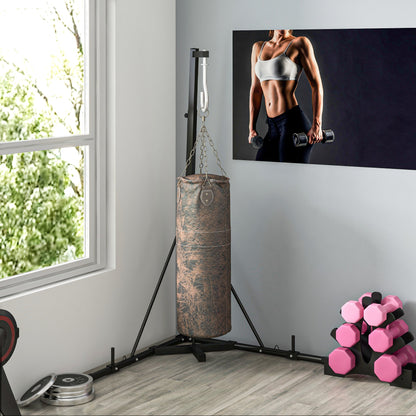 Foldable Punch Bag Stand, Adjustable Height Heavy Bag Stand with Weighted Base, Freestanding for Home Gym, Stand Only