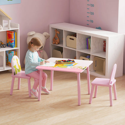 Kids Table and Chair Set, Toddler Table and 2 Chairs Set for Art, Craft, Reading, Learning, Pink