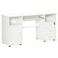 Bloom 57" Computer Desk with Keyboard Tray and Storage Drawers-White