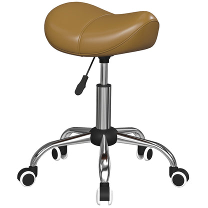 Cosmetic Stool 360° Rotate Height Adjustable Salon Massage Spa Chair Hydraulic Rolling Faux Leather Saddle Stool, Pink