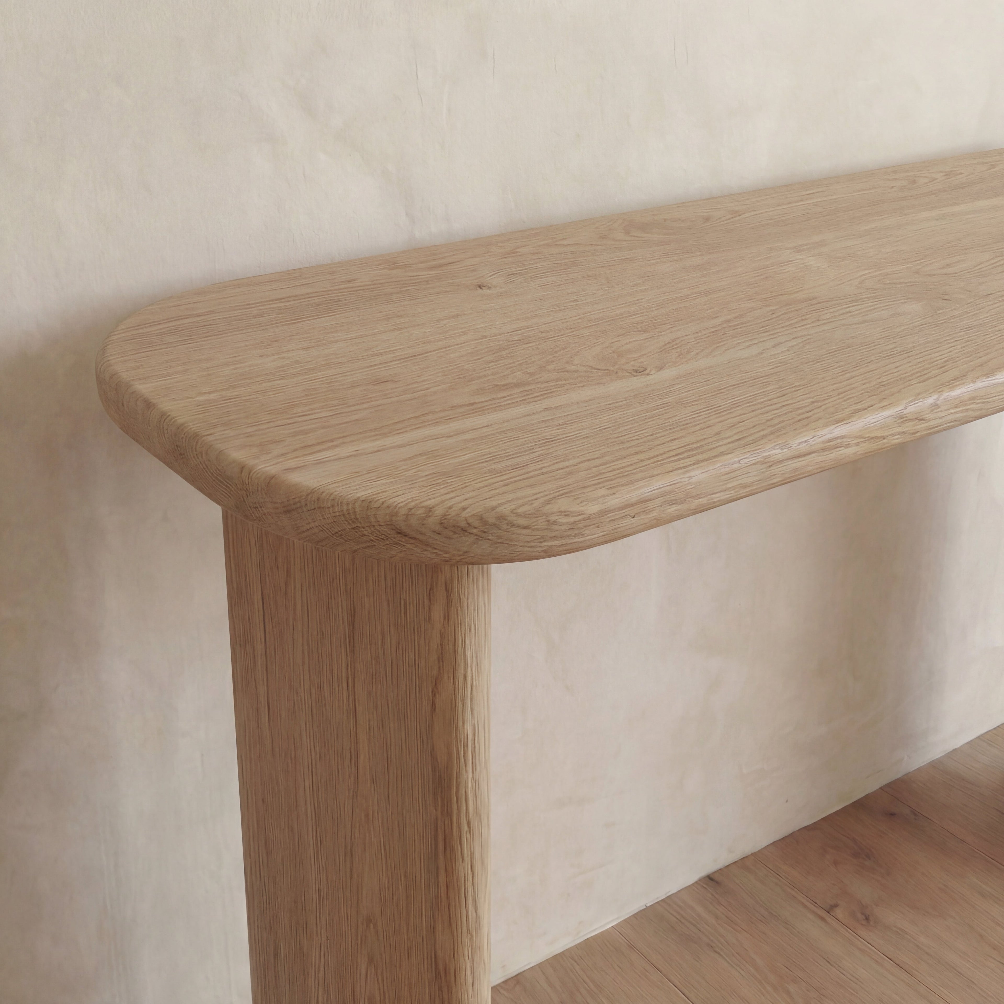 60 inch console table in white oak