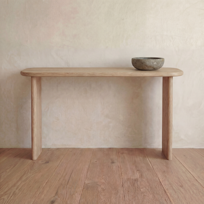 60 inch console table in white oak