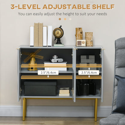 Modern Storage Cabinet Sideboard Buffet Cabinet with Gold Legs for Living Room Dining Room Hallway Black