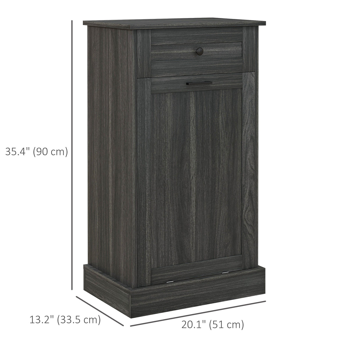Kitchen Tilt Out Trash Bin Cabinet, Free Standing Recycling Cabinet, Trash Can Holder with Drawer, White
