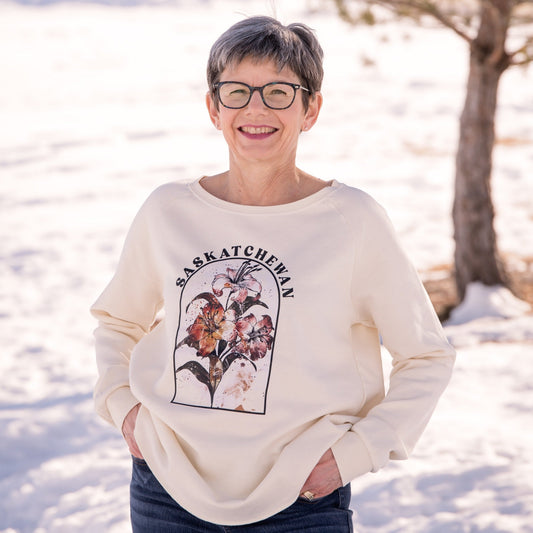 Watercolor Prairie Lily Premium Women's Sweatshirt | Saskatchewan Apparel