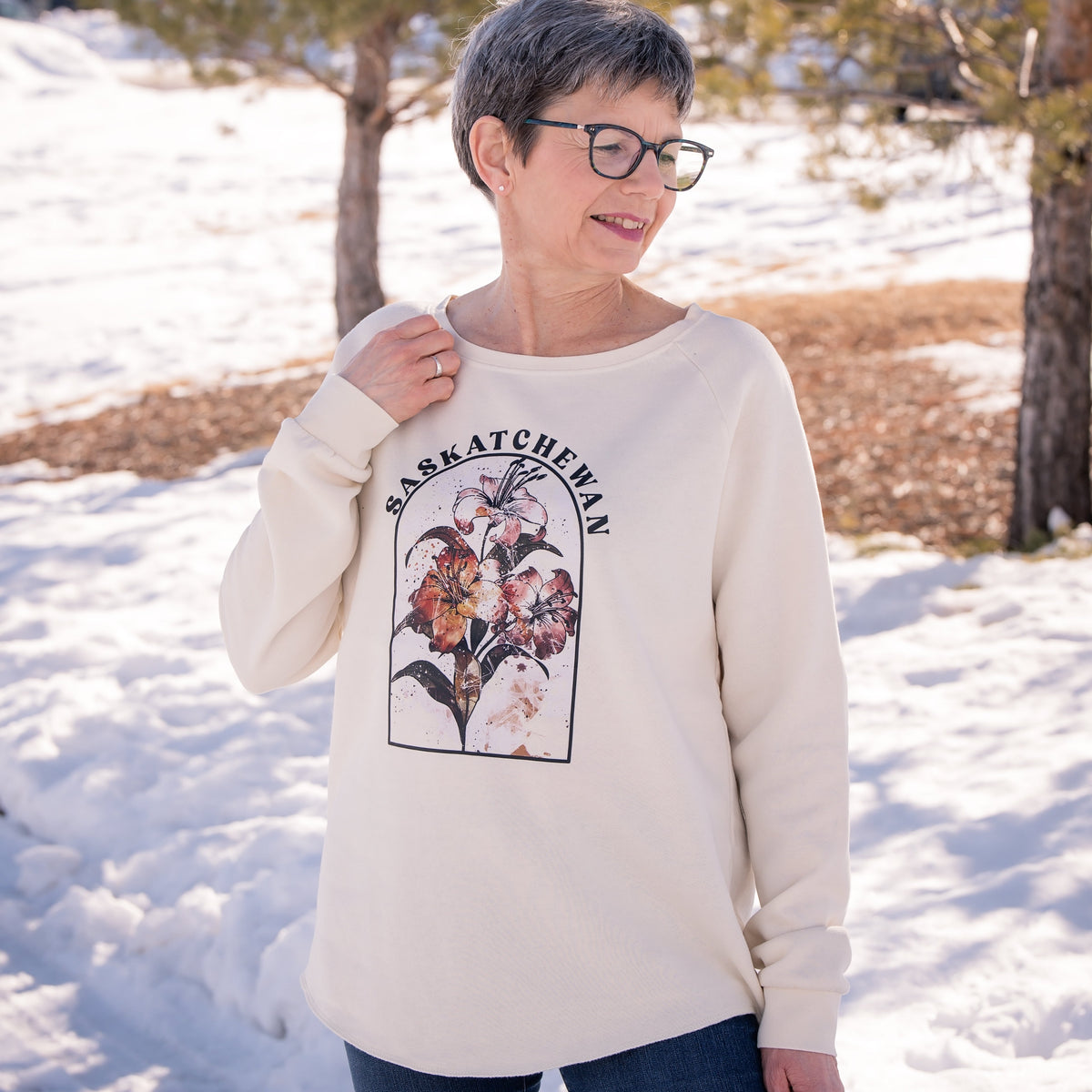 Watercolor Prairie Lily Premium Women's Sweatshirt | Saskatchewan Apparel