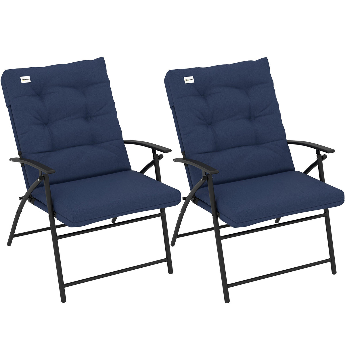 Set of 2 Outdoor Folding Chairs with Adjustable Backrest, Padded Camping Chairs for Outdoor Events, Grey
