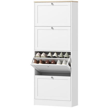 Modern Shoe Storage with 3 Flip Drawers and Adjustable Shelves, Shoe Cabinet Organizer for 12-18 Pairs of Shoes, Black