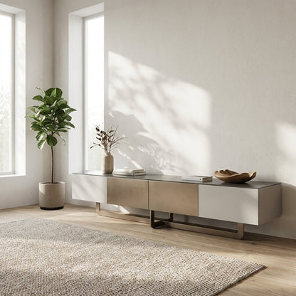 Drammen Brushed Metal Media Console