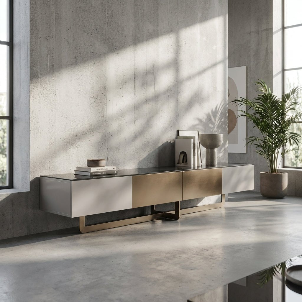 Drammen Brushed Metal Media Console