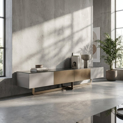 Drammen Brushed Metal Media Console