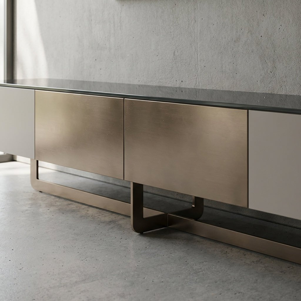 Drammen Brushed Metal Media Console