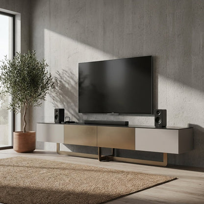 Drammen Brushed Metal Media Console