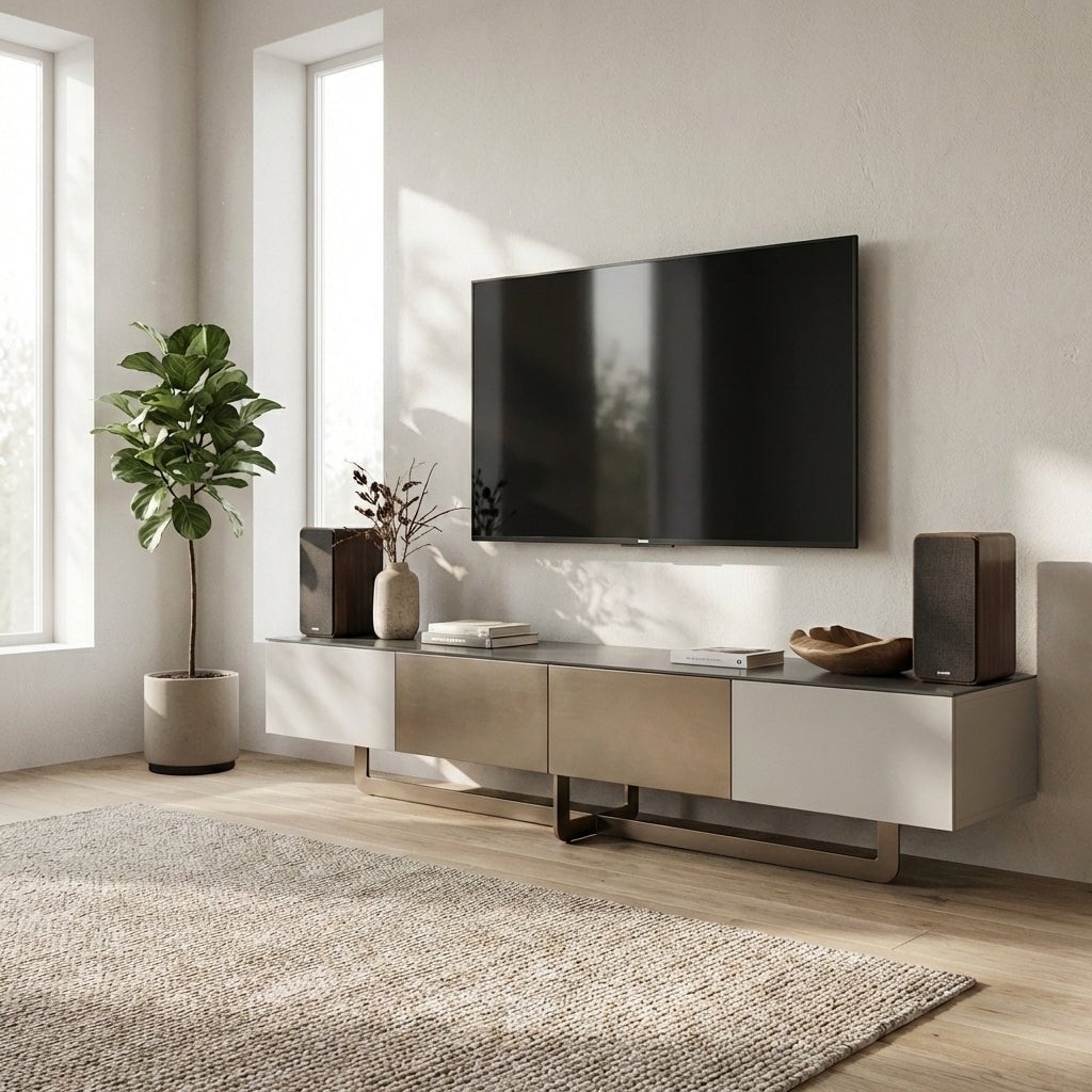 Drammen Brushed Metal Media Console