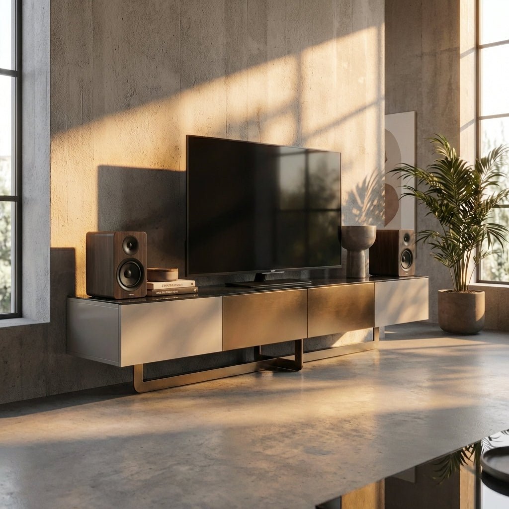 Drammen Brushed Metal Media Console