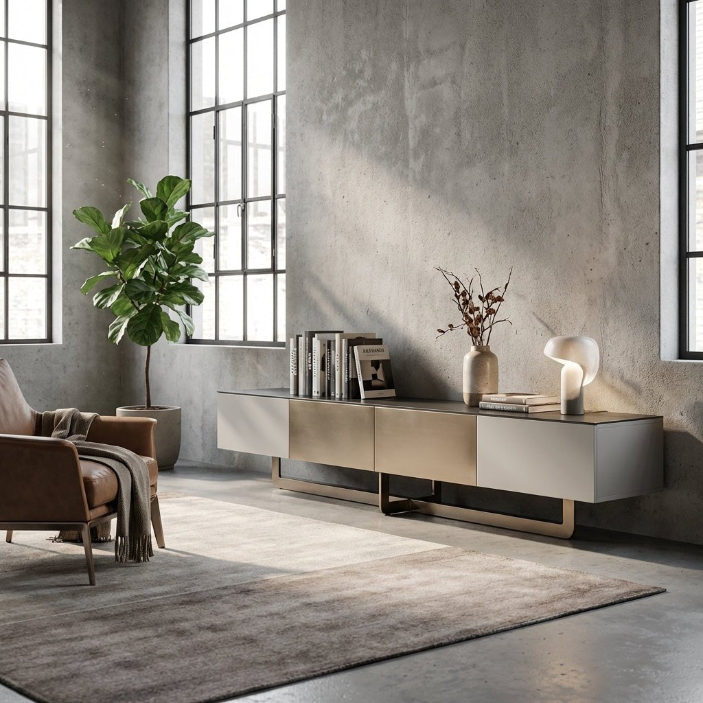 Drammen Brushed Metal Media Console