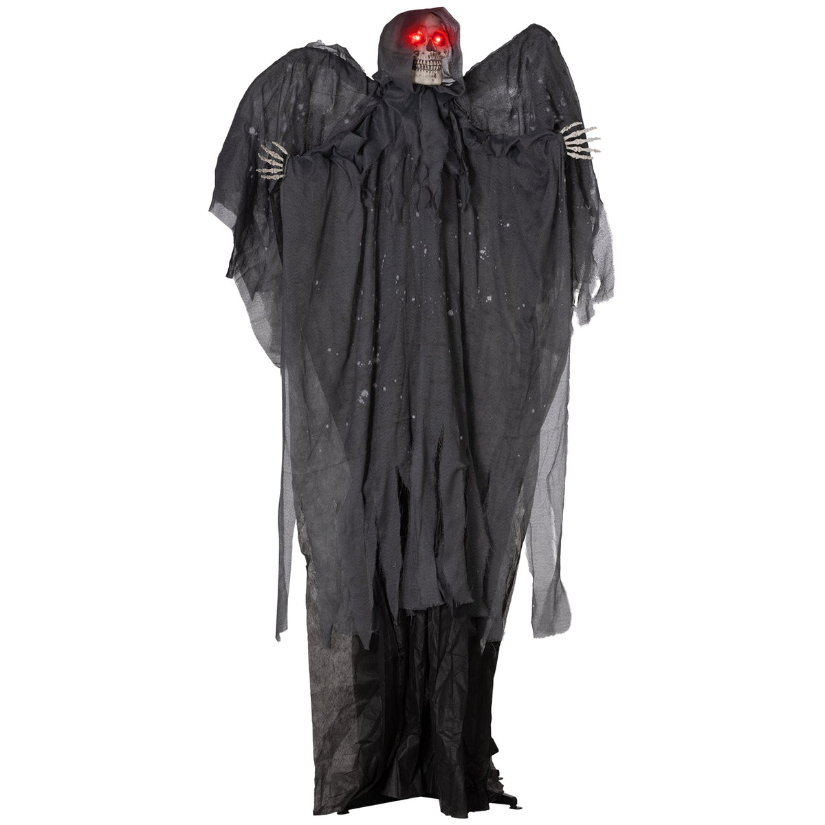 6.4' Life Size Winged Grim Reaper Outdoor Halloween Decoration Animatronic, Animated Prop w/ Light Up Eyes