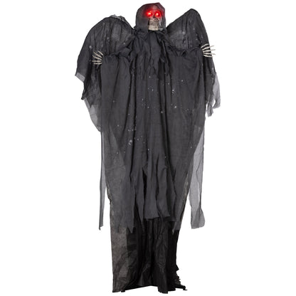 6.4' Life Size Winged Grim Reaper Outdoor Halloween Decoration Animatronic, Animated Prop w/ Light Up Eyes