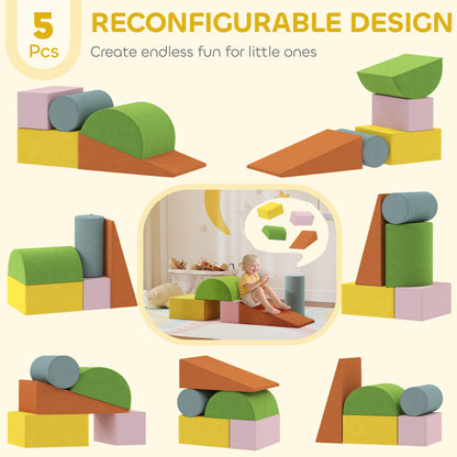 Climbing Toys for Toddlers with Removable Cover, Indoor Activity Play Set for Crawling, Sliding, Orange/Green