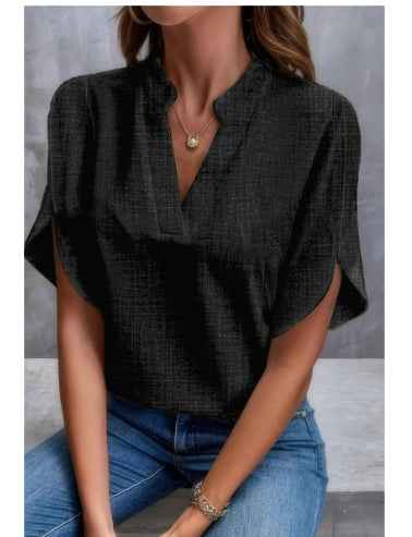 Short-sleeved Chiffon Shirt New V-neck Shirt Women's Casual Versatile Clothing