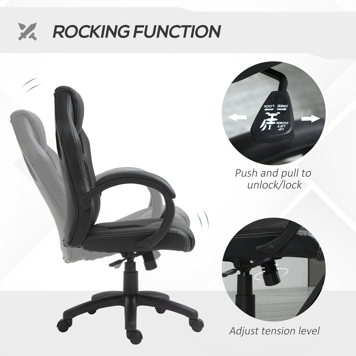 Racing Gaming Chair Office Chair Computer Desk Gamer Chair with Swivel Wheels, Padded Headrest, Tilt Function, Red