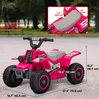 6V Kids ATV Quad, 4 Wheeler Battery Powered Electric Ride on Car w/ Lights, Forward Backward, Black
