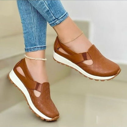 Plus-size Womens Shoes Korean-style Chunky-soled Versatile Slip-on Casual Flats