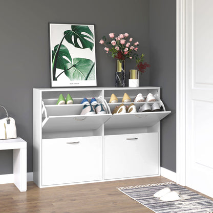 Flip Down Shoe Storage, Multi Cabinet, Wooden Shoe Rack, Entryway Shelf, 4 Drawer Organizer, Freestanding Unit, Brown