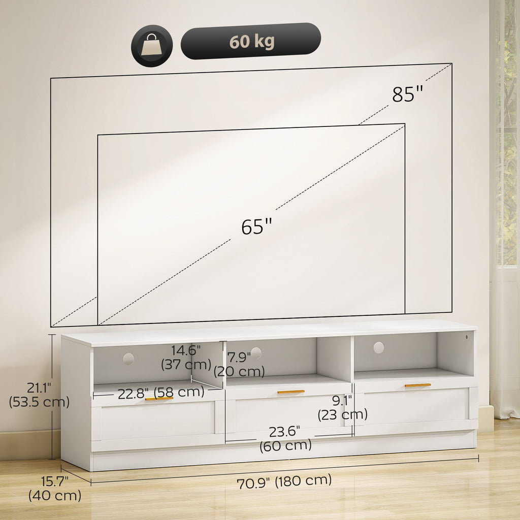 Dallas Modern TV Stand with Storage Drawers for TVs up to 85"-White