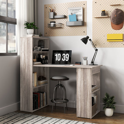 Modern Computer Desk with Storage Shelves, 47" Writing Table Workstation with Bookshelf for Home Office, Black