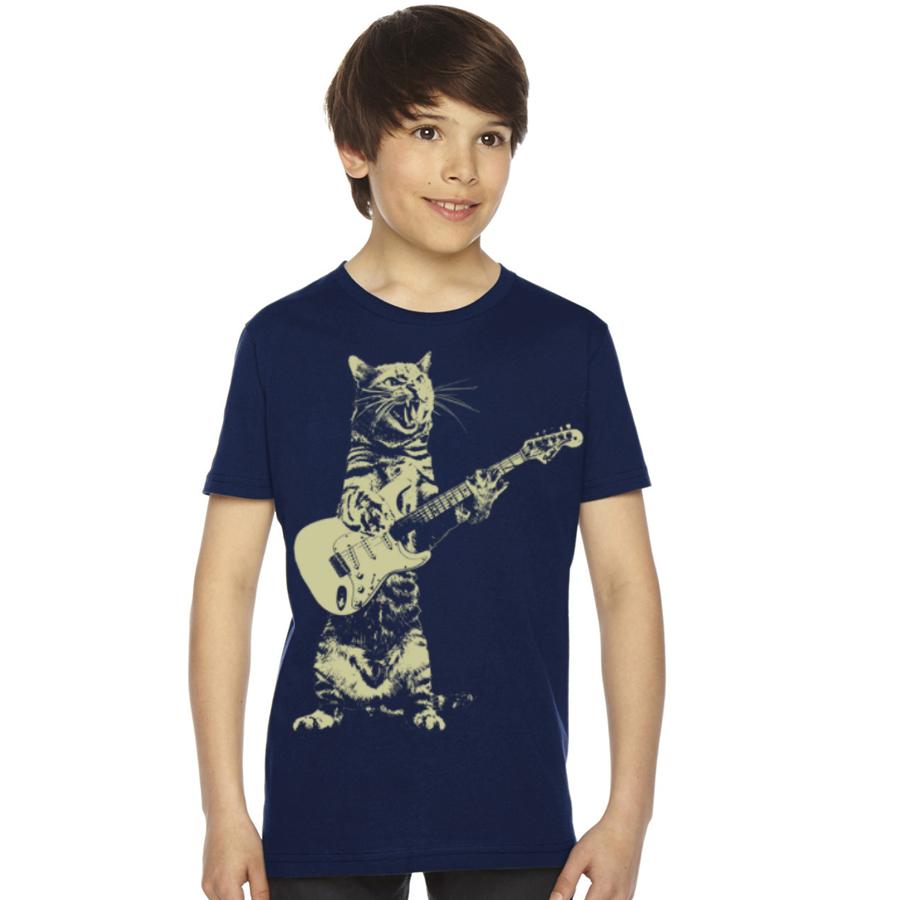Kids Cat Playing Guitar — Funny Children's Graphic Tee