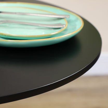 Jan Modern Round Dining Table with Steel Base for Small Spaces-Black