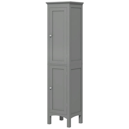 Tall Bathroom Cabinet, Freestanding Storage Organizer with Adjustable Shelves and Cupboards, 15" x 13" x 63", Black