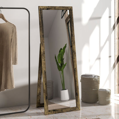 58" x 20" Full Length Mirror with Frame, Floor Standing Mirror, Rectangular Full Body Mirror for Bedroom, Living Room, Brown