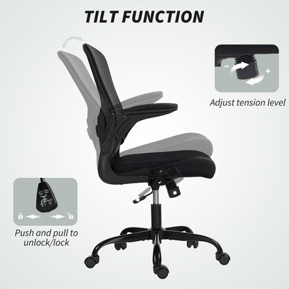 Ergonomic Mesh Office Chair with 4D Lumbar Support, Swivel Desk Chair with Flip-up Armrests, Tilt Function, Black