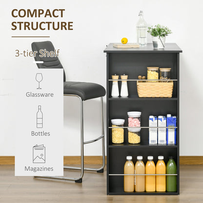 Bar Table Counter Height Dining Table with 3 Storage Shelves for Kitchen, Dining Room, Living Room, Natural
