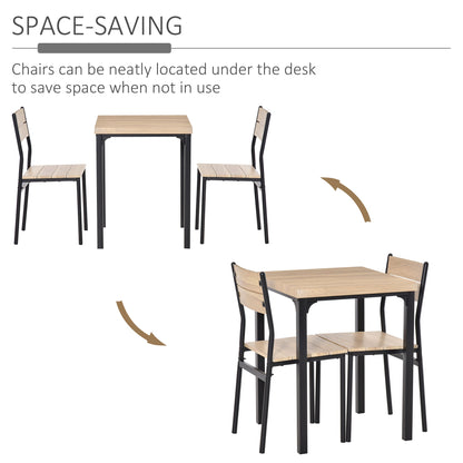 Kurt 3-Piece Dining Set for Small Spaces-Natural Wood