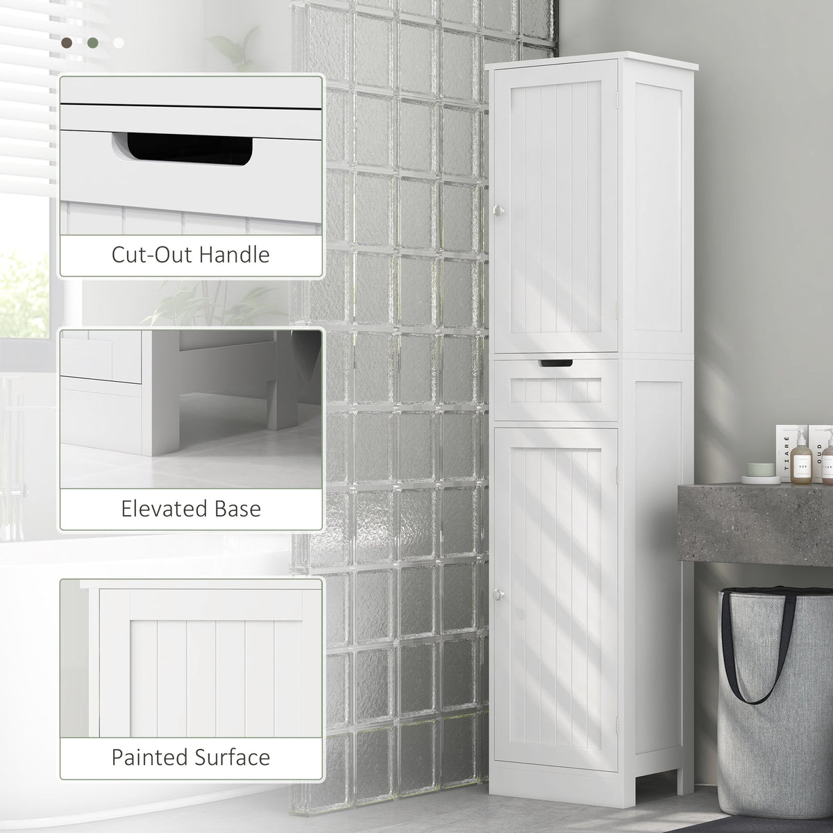 Freestanding Bathroom Cabinet with Drawer and 2 Doors, Tall Bathroom Cupboard for Kitchen, Study, Living Room